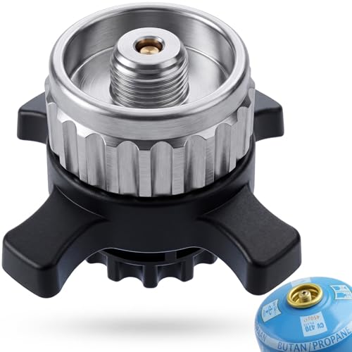 Gaskartuschenadapter für Camping, Wandern - Silber - Adapter für Gaskartuschen auf EN417 Schraubventil