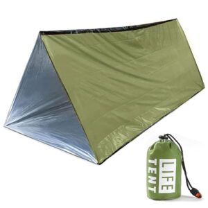 Ein robuster und wetterfester Notfall-Überlebenszelt für zwei Erwachsene, ideal für Camping-, Wandern- oder Auto-Survival-Kits.