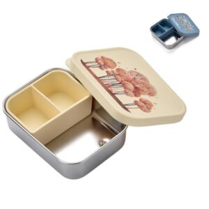 Praktische Edelstahl-Brotdose für Kinder mit Silikon-Deckel und Trennfach - ideal für Kindergarten und unterwegs - auslaufsicher und BPA-frei