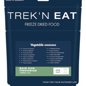 KATADYN Trek'n Eat Couscous mit Gemüse, glutenhaltig und vegetarisch geeignet, gefriergetrocknet ohne Konservierungsstoffe oder Geschmacksverstärker.