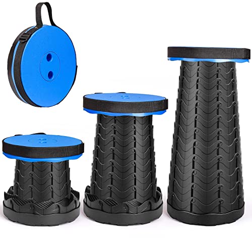 Klapphocker Faltbar Höhenverstellbar, Camping Hocker Verstellbar 180kg, Faltstuhl Outdoor Konzert Festival Angeln Wandern Garten, Blau