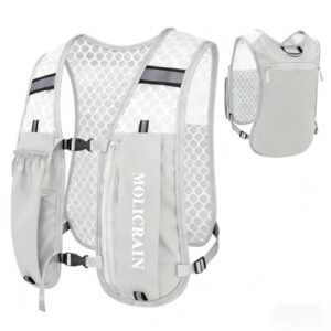 Atmungsaktive Laufweste für Damen und Herren, verstellbar, 5-Liter-Trinkrucksack, grau
