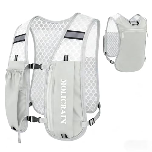 Atmungsaktive Laufweste für Damen und Herren, verstellbar, 5-Liter-Trinkrucksack, grau