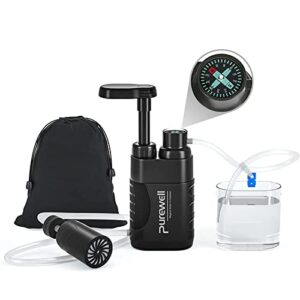 Tragbarer Wasserfilter für Outdoor-Aktivitäten, 4-Stufen-Filtersystem, schnell und effizient, ideal für Camping, Wandern, Trekking, Notfall-Trinkwasserfilter, Reisewasserfiltrationssystem