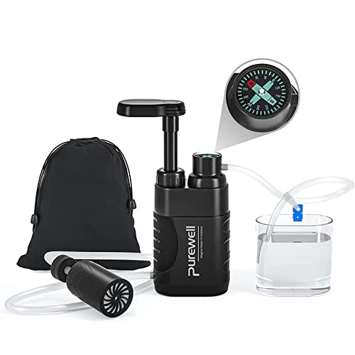 Tragbarer Wasserfilter für Outdoor-Aktivitäten, 4-Stufen-Filtersystem, schnell und effizient, ideal für Camping, Wandern, Trekking, Notfall-Trinkwasserfilter, Reisewasserfiltrationssystem