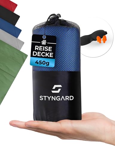 Kompakte Reisedecke aus Fleece, ideal für Camping und Flugreisen, marineblaue Farbe, kompaktes Packmaß