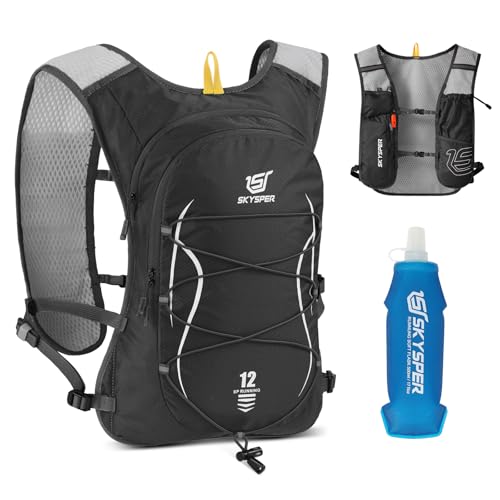Laufweste für Damen und Herren mit 12L Laufrucksack, Trinkflasche und Handyfach - perfekt für Marathon, Ultramarathon, Trailrunning oder Joggen
