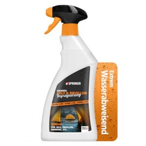 Hochwertiges Outdoor-Imprägnierspray SPRINGER HX4000, Made in Deutschland. Imprägniert Textilien wasserdicht und bietet langfristigen Schutz von bis zu 12 Monaten.