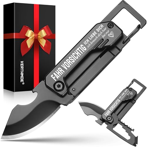 Vatertagsgeschenk mit Taschenmesser und Schlüsselanhänger, praktisches Multitool für Männer zum Valentinstag oder Geburtstag