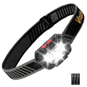 Leistungsstarke 6-Stufen-Stirnlampe mit ultraheller LED-Befeuchung für verschiedene Aktivitäten, wie Lesen, Radfahren oder Laufen.