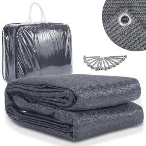 Vorzeltteppich, Markisenteppich oder Campingteppich mit 13 Heringen und Tragetasche - Wetterfest für den Outdoor Einsatz, ideal für Zelte in Grau und Blau