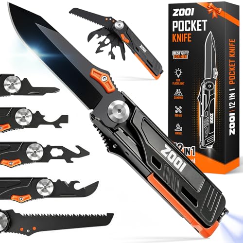 Vatertagsgeschenk für Papa, 12 in 1 Multitool Taschenmesser mit vielen Funktionen und robustem Design