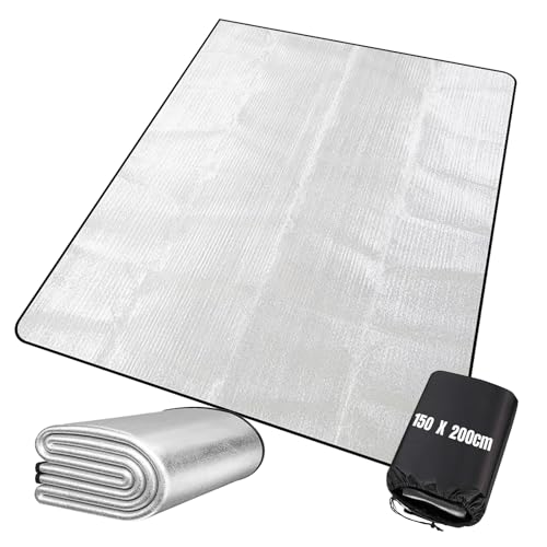 Alu Isomatte Camping 150x200 cm - Faltbare Isomatte aus Aluminiumfolie, ultraleicht und wasserdicht für Zelt, Picknick und Outdoor-Unternehmungen.