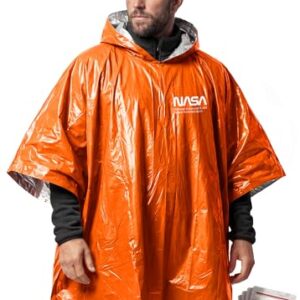 Reißfeste NASA Regenponchos, 4er-Pack, Mylar mit 92% Wärmespeicherung und Signalorange Farbe für Outdoor-Aktivitäten wie Camping, Wandern oder Skifahren