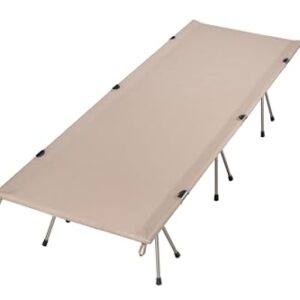 Ergonomisches Feldbett für Camping und Outdoor, mit stabilem Aluminiumgestell und Transporttasche, beige Farbe, bis 150 kg belastbar