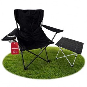 BigDean Campingstuhl mit Tisch Set klappbar – Camping Tisch Stuhl Set Campingstuhl faltbar Angelstuhl Faltstuhl Anglerstuhl - Camping Set Campingstühle Campingtisch mit Stühlen Anglersessel