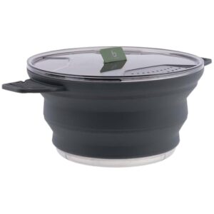 Bo-Camp Faltbar 2,5L Pan, Kochtopf für Camping, Wandern und Barbecue, stabiler und kompakter Silikonkochtopf mit Edelstahlboden und Tritan-Deckel