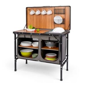Camp LIFE Capri Küchenbox, faltbares Aluminiumgestell für Campingküche, Reiseküche, Outdoor Küchenschrank mit Tragetasche