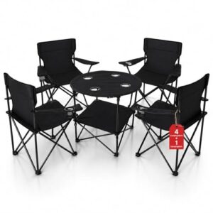 Camping-Set mit 4 bequemen Campingstühlen und einem stabilen Tisch, leicht zu klappen und wasserfest