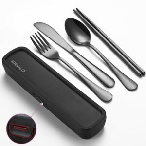 Camping besteck aus hochwertigem edelstahl mit etui und verstärktem gehäuse, ideal für den outdoor-einsatz, camping, reisen oder auch im alltag als reisebesteck oder werkzeugtasche nutzbar