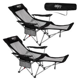 Campingstuhl 2 in 1, faltbar, 180 kg Trägheit, Fußstütze, Strandstuhl mit verstellbarer Rückenlehne, Liegestuhl für Outdoor und Camping