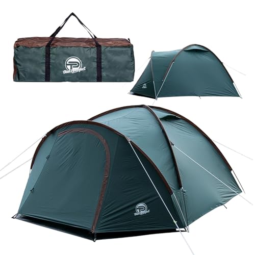 Campingzelt 3-4 Personen (doppelwandig) - leicht, stabil und wasserdicht mit verdunkeltem Innenraum, Moskitonetz und fluoreszierender Abspannleine