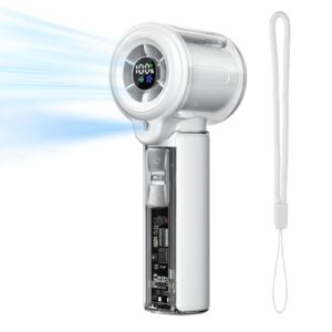 Tragbarer Handventilator mit Wasser, leistungsstarker Mini Camping Ventilator Sprühnebel, USB-C wiederaufladbar, mit LED-Anzeige, für Zuhause, Büro, Reisen