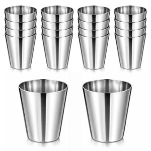 Set von 16 Edelstahl-Shotgläser mit silbernem Finish, ideal für Party, Bar oder Restaurant, stapelbar und leicht zu reinigen