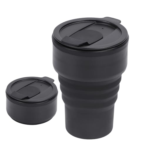 Faltbarer Kaffeebecher aus Silikon, 375ml, BPA-frei, Zusammenklappbar, Reisebecher für Büro, Outdoor und Camping