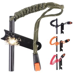 Feuerstahl Feuerstein für Outdoor Lagerfeuer, Survival & Notfallausrüstung - Wind- und wasserdichtes Feuerstarter-Set aus Ferrocerium-Stab