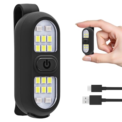 Kleine LED Clip-Lampe mit vier Beleuchtungsmodi, wiederaufladbar und 450 Lumen für Outdoor-Aktivitäten wie Laufen, Joggen, Camping und Klettern