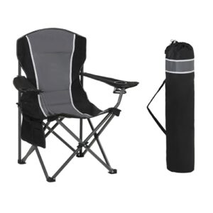 Campingstuhl Faltbar Angelstuhl Klappbar mit Armlehne Getränkehalter Stahlrahmen Tragbar Campingsessel für Outdoor-Aktivitäten 160 kg Belastbarkeit