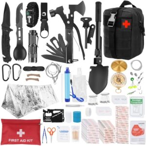 Survival-Ausrüstung für Männer mit Multitool, Axt und Taschenlampe zum Camping, Wandern und Bergsteigen