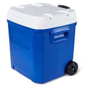 Große Isolierkühlbox für Camping, Strand und Freizeit - IGLOO Laguna 60 Kühlbox 56L mit Rollen & Teleskopgriff