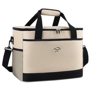 Kühltasche 26L: Wasserdichte, große Picknicktasche für Strand, Camping und Reise - Beige