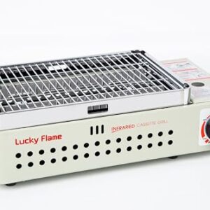 Lucky Flame LF-90G Gasgrill/Campinggrill mit Doppel-Brenner und 3-Stufen-Flammenregelung für MSF-1A 227g Kartuschen