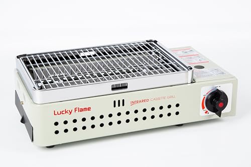 Lucky Flame LF-90G Gasgrill/Campinggrill mit Doppel-Brenner und 3-Stufen-Flammenregelung für MSF-1A 227g Kartuschen