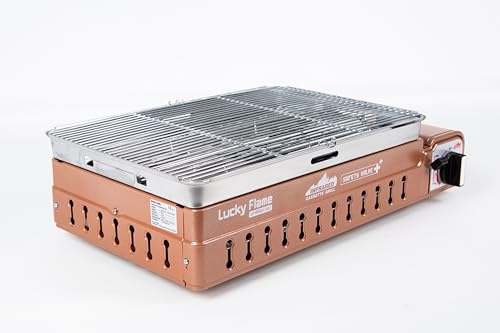 Lucky Flame LF-90GD(XL) Gasgrill/Campinggrill für MSF-1A 227g Kartuschen, Piezo-Zündung und Automatische Gasabschaltung