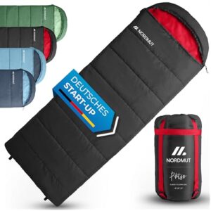 NORDMUT Deckenschlafsack Erwachsene mit Zwei-Wege YKK-Reißverschluss - kleines Packmaß & Ultraleicht 1600g - 3-Jahreszeiten (250 GSM) - Schlafsack für Camping, Outdoor & Festivals