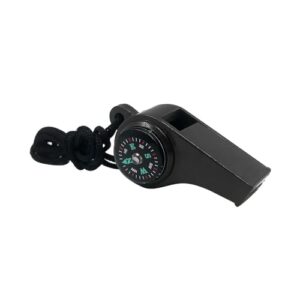 Multifunktionale 3-in-1-Pfeife mit Kompass und Thermometer - Notfall-Überlebenspfeife in Schwarz