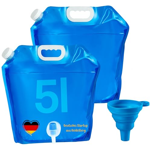 NPEX Wasserkanister faltbar 2 mal 5 Liter mit Ventil, ideal für Camping und Outdoor-Aktivitäten, BPA-freier Wasserbehälter