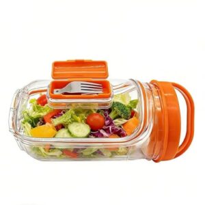 Salatbehälter mit Gabel, leckstarker und transportabler Salatbehälter für gesunde Mahlzeiten