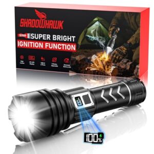 Shadowhawk Taschenlampe mit hoher Leuchtkraft, LED-Aufladbarkeit und Weitschuss bis 1000m, ideal für Outdoor-Aktivitäten und Überlebenssituationen.