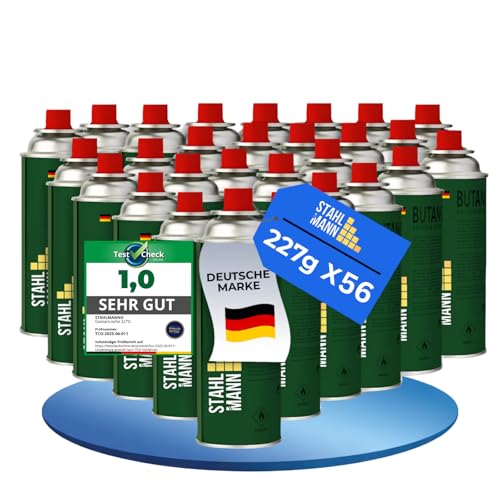 STAHLMANN Gaskartuschen Vorrat - Butan Gas für Campingkocher, Grill, Gaskocher und Gasheizung - Notfallausrüstung