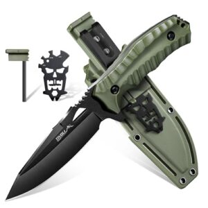 TIVOLI Outdoor-Messer, Feststehende Klinge, Full Tang Jagdmesser mit Kydex-Hülle und D2 Kaltstahl Gürtelmesser mit Multifunktionswerkzeug für Camping, Dschungel-Exploration und Wandern