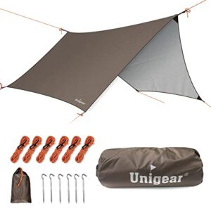 Wasserdichte Zeltplane, sechseckiger Tarp mit Ösen und Aluminium Erdnägeln, Abdeckplane für Hängematte, Regenschutz und Sonnenschutz für Outdoor-Aktivitäten wie Camping und Picknick