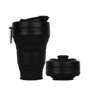 Zusammenklappbare Camping Tasse aus Silikon mit Strohhalm und faltbaren Kaffeetasse für Reisen, Outdoor-Aktivitäten und täglichen Gebrauch im Büro