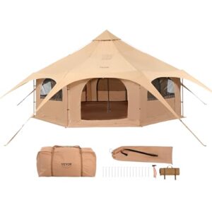 VEVOR Glockenzelt 5 x 2,8 m Jurten Zelt TC-Baumwolle und robuste Eisenstangen mit Einer Bodenplane aus Oxford-Stoff Campingzelt Familienzelt Gruppenzelt für Outdoor-Abenteuer