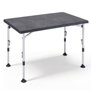 Westfield Outdoors Superb 100 Campingtisch Klappbar 100x68cm Höhenverstellbar Klapptisch, Stabiler Picknicktisch Falttisch mit Breiten Standfüßen für Camping, Wohnwagen, Grau