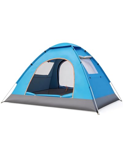 Wurfzelt 3-4 Personen, Automatisches Pop Up Camping Zelt, Ultraleicht Winddicht Camping Zelt für Strand und Outdoor-Aktivitäten wie Reisen und Wandern